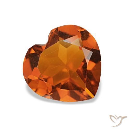 1.03 ct Orange Citrine Stone, Natural Citrine in Heart Facet Shape for Sale