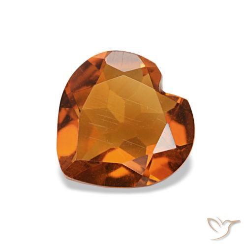 0.94 ct Orange Citrine Gemstone, Citrine Gem in Heart Facet Shape for Sale.