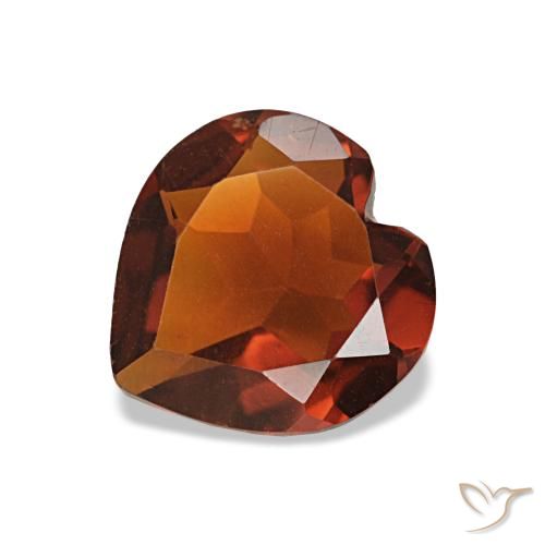 0.87 ct Orange Citrine Gemstone, Citrine Gem in Heart Facet Shape for Sale.
