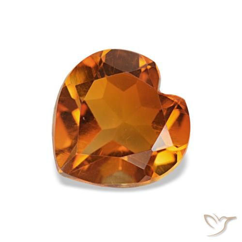 1.10Ct Medium Orange Citrine, Heart, Vvs