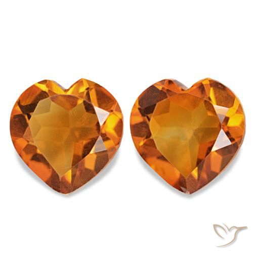 2.11ctw Medium Orange Citrine, Heart, VVS