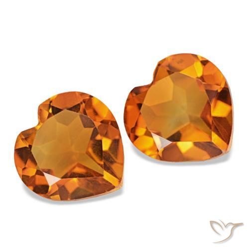 2.11 ctw Orange Citrine Stones, Natural Citrine in Heart Facet Shape for Sale