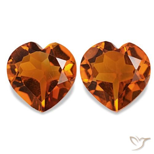 1.97 ctw Orange Citrine Gemstones, Citrine Gems in Heart Facet Shape for Sale.