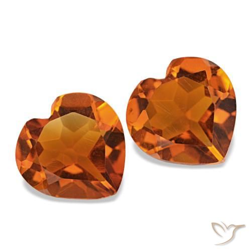 1.97 ctw Orange Citrine Stones, Natural Citrine in Heart Facet Shape for Sale