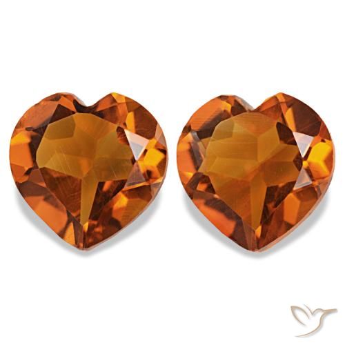 2.14 ctw Orange Citrine Gemstones, Citrine Gems in Heart Facet Shape for Sale.