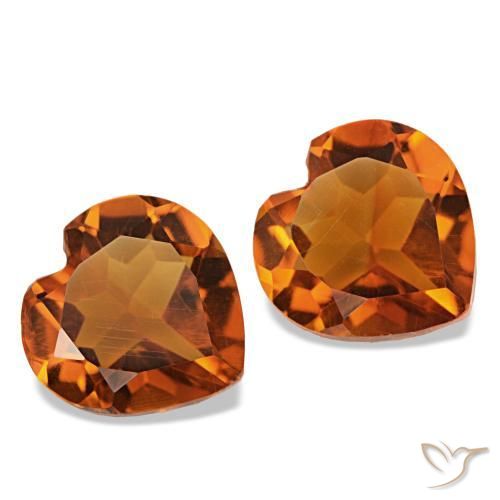 2.14 ctw Orange Citrine Stones, Natural Citrine in Heart Facet Shape for Sale