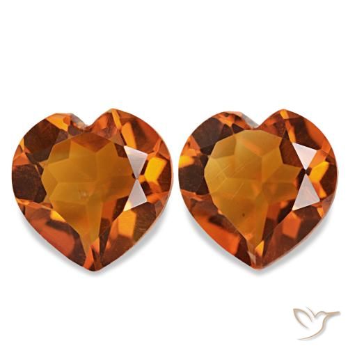 2.10ctw Deep Orange Citrine Gemstones, Heart, VS