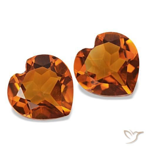 2.10 ctw Orange Citrine Stones, Natural Citrine in Heart Facet Shape for Sale