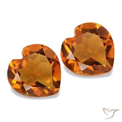 2.05 ctw Orange Citrine Stones, Natural Citrine in Heart Facet Shape for Sale