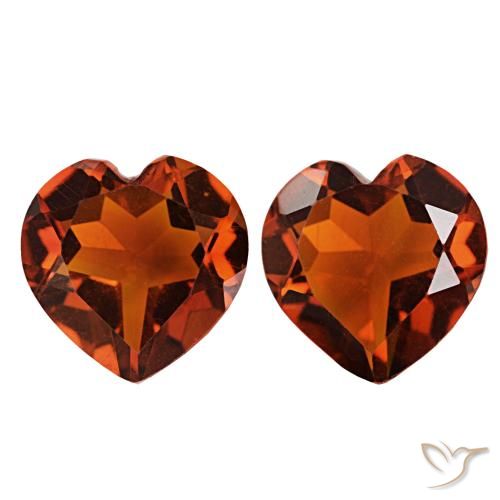 1.95 ctw Orange Citrine Gemstones, Citrine Gems in Heart Facet Shape for Sale.