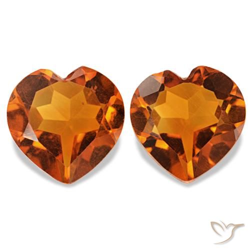 1.97Ctw Medium Orange Citrine, Heart, Vvs