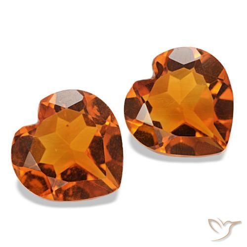 1.97 ctw Orange Citrine Stones, Natural Citrine in Heart Facet Shape for Sale