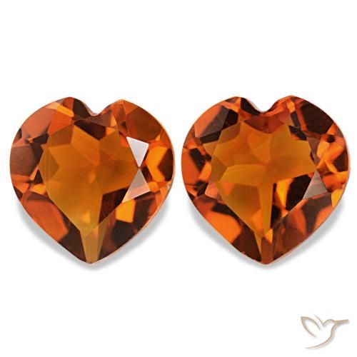 2.00ctw Reddish Orange Citrine, Heart, VVS