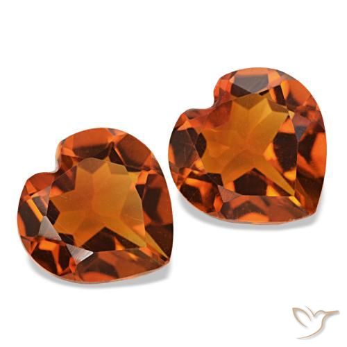 2.00 ctw Orange Citrine Stones, Natural Citrine in Heart Facet Shape for Sale