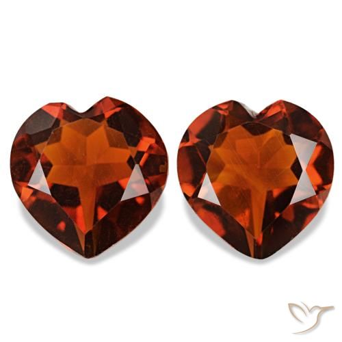 1.93 ctw Red Citrine Gemstones, Citrine Gems in Heart Facet Shape for Sale.