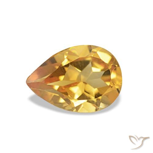 0.60 ct Golden Citrine Gemstone, Citrine Gem in Pear Facet Shape for Sale.