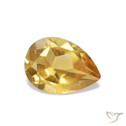 0.69 ct Yellow Citrine Stone, Natural Citrine in Pear Facet Shape for Sale