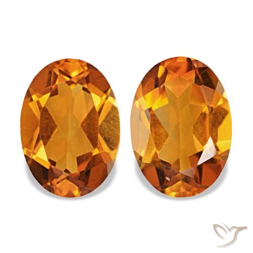 1.45 ctw Orange Citrine Gemstones, Citrine Gems in Oval Facet Shape for Sale.