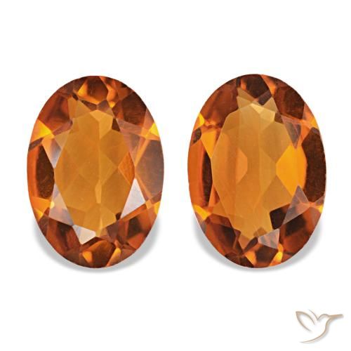 1.28 ctw Orange Citrine Gemstones, Citrine Gems in Oval Facet Shape for Sale.