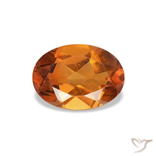 0.71 ct Orange Citrine Gemstone, Citrine Gem in Oval Facet Shape for Sale.