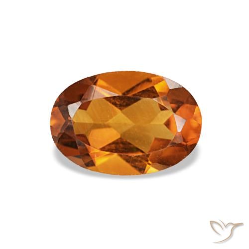 0.67 ct Orange Citrine Gemstone, Citrine Gem in Oval Facet Shape for Sale.