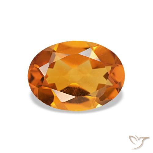 0.72 ct Orange Citrine Gemstone, Citrine Gem in Oval Facet Shape for Sale.