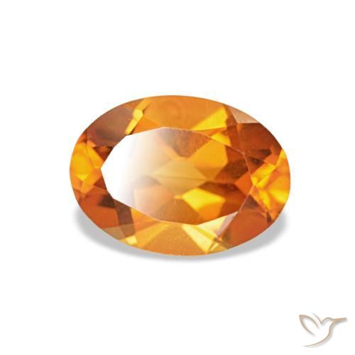 0.73 ct Orange Citrine Stone, Natural Citrine in Oval Facet Shape for Sale