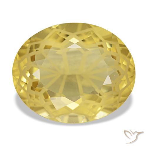 5.90 ct Yellow Citrine Gemstone, Citrine Gem in Oval Facet Shape for Sale.