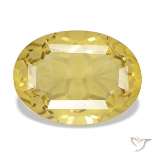 5.40 ct Yellow Citrine Gemstone, Citrine Gem in Oval Facet Shape for Sale.
