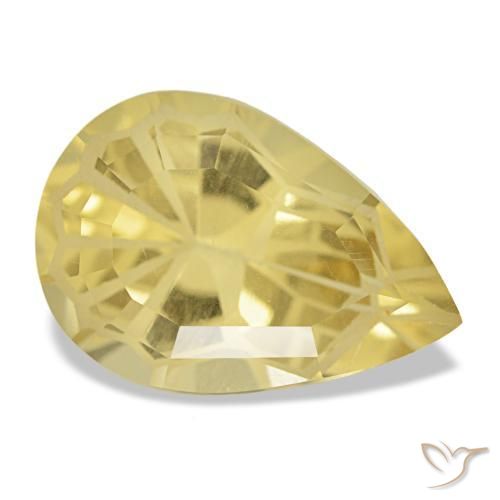 4.60 ct Yellow Citrine Stone, Natural Citrine in Pear Facet Shape for Sale