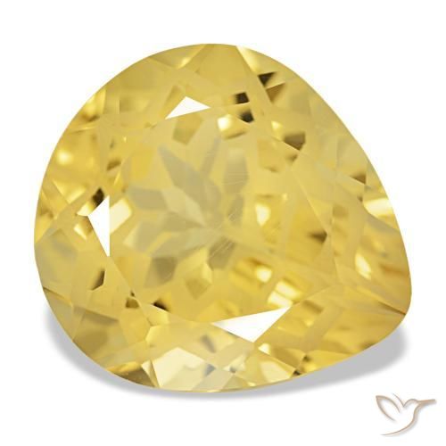 11.59 ct Yellow Citrine Stone, Natural Citrine in Pear Facet Shape for Sale