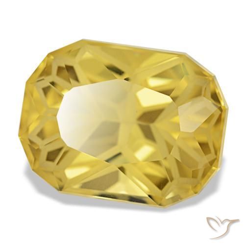 12.35 ct Yellow Citrine Stone, Natural Citrine in Cushion-Cut Shape for Sale