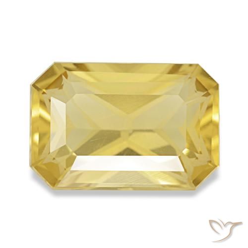 3.72 ct Yellow Citrine Gemstone, Citrine Gem in Octagon Step Cut Shape for Sale.