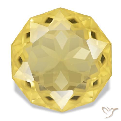15.00 ct Yellow Citrine Gemstone, Citrine Gem in Round Facet Shape for Sale.