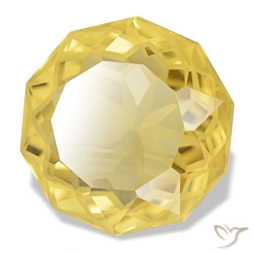 15.00 ct Yellow Citrine Stone, Natural Citrine in Round Facet Shape for Sale