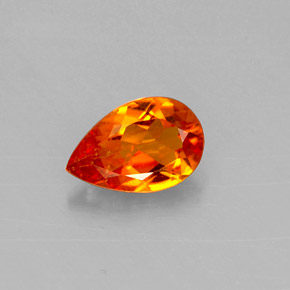 0.63 ct Orange Clinohumite Gemstone, Clinohumite Gem in Pear Facet Shape for Sale.