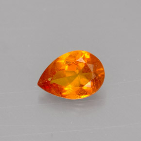 0.57 ct Orange Clinohumite Gemstone, Clinohumite Gem in Pear Facet Shape for Sale.