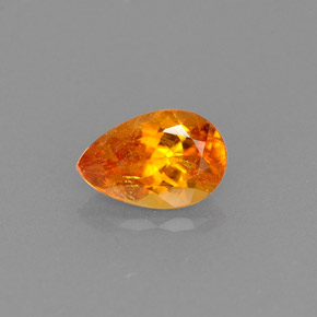 0.69 ct Orange Clinohumite Gemstone, Clinohumite Gem in Pear Facet Shape for Sale.