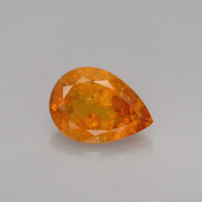 0.73 ct Orange Clinohumite Gemstone, Clinohumite Gem in Pear Facet Shape for Sale.