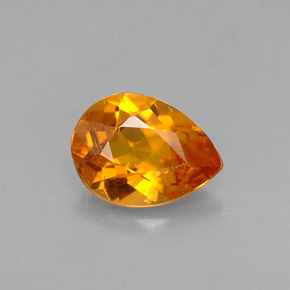 0.54 ct Orange Clinohumite Gemstone, Clinohumite Gem in Pear Facet Shape for Sale.