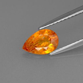 0.66 ct Orange Clinohumite Gemstone, Clinohumite Gem in Pear Facet Shape for Sale.