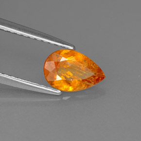 0.66 ct Orange Clinohumite Stone, Natural Clinohumite in Pear Facet Shape for Sale