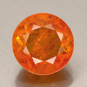 3.12 ct Orange Clinohumite Gemstone, Clinohumite Gem in Round Facet Shape for Sale.