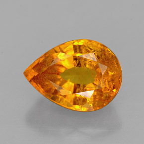 2.45 ct Orange Clinohumite Gemstone, Clinohumite Gem in Pear Facet Shape for Sale.