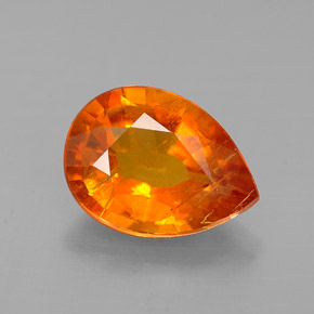 1.93 ct Orange Clinohumite Gemstone, Clinohumite Gem in Pear Facet Shape for Sale.