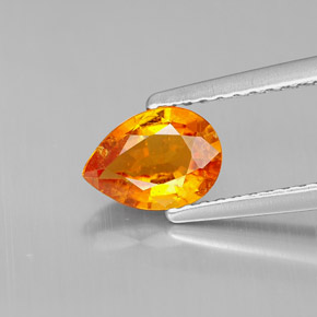 0.72 ct Orange Clinohumite Gemstone, Clinohumite Gem in Pear Facet Shape for Sale.