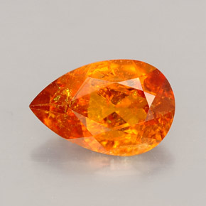 1.34 ct Orange Clinohumite Gemstone, Clinohumite Gem in Pear Facet Shape for Sale.