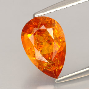1.34 ct Orange Clinohumite Stone, Natural Clinohumite in Pear Facet Shape for Sale
