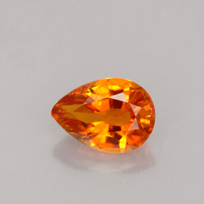0.97 ct Orange Clinohumite Gemstone, Clinohumite Gem in Pear Facet Shape for Sale.