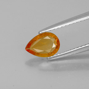 0.55 ct Orange Clinohumite Gemstone, Clinohumite Gem in Pear Facet Shape for Sale.